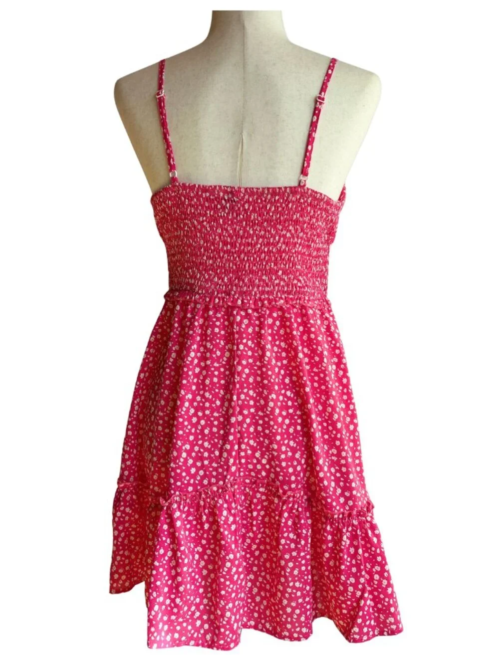 Pink Floral Cami Mini Dress Womens Size Medium - Picture 3 of 5